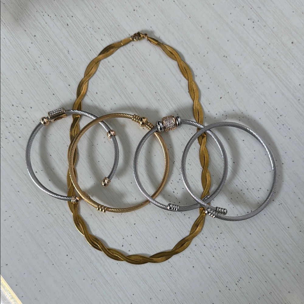 Elegant Gold and Silver Bracelet Set (NWOT)